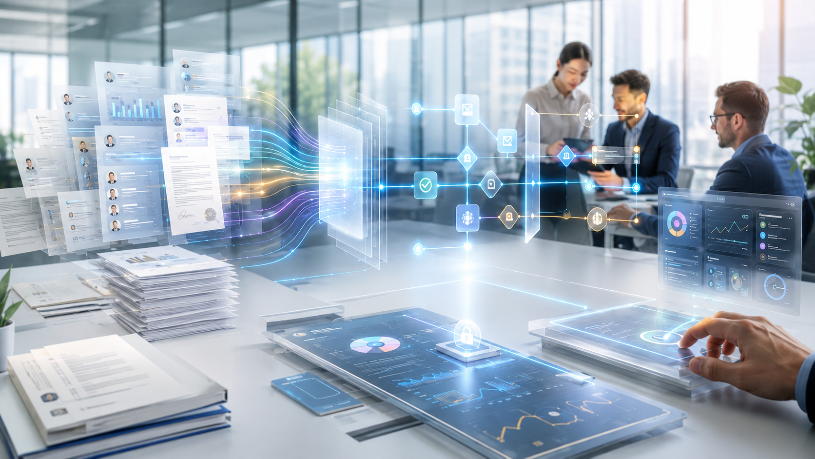 Governed agentic CRM workflow connecting revenue data, AI agents, human approvals, and audit trails