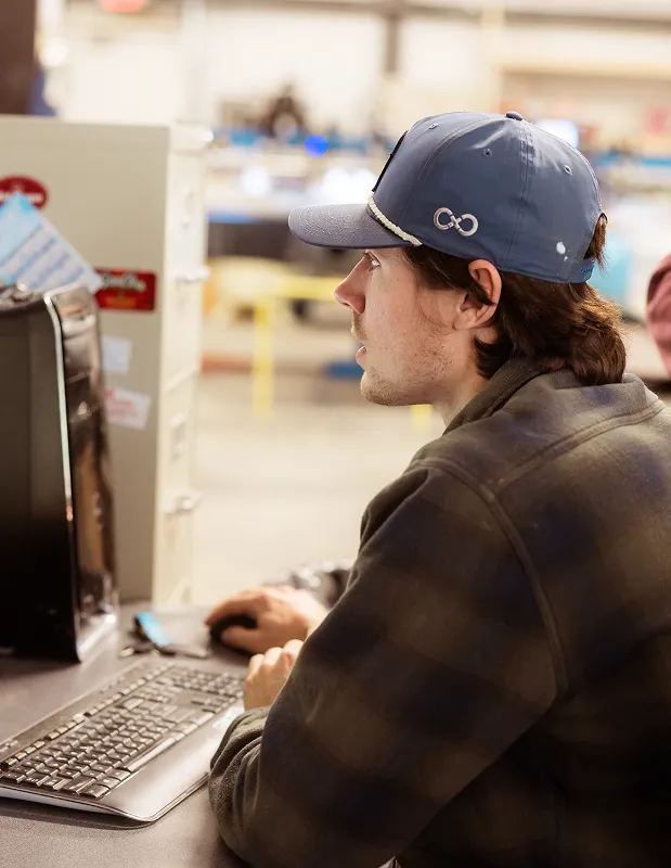 Ben reviewing artwork