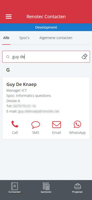 Figure 2 : Contacts application