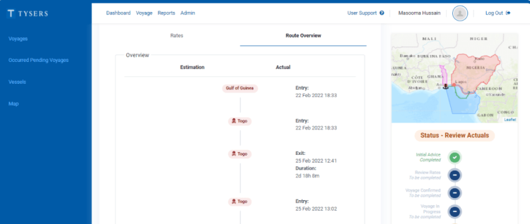 tysers shipping risk pricing solution