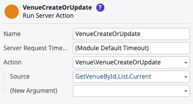 run server action properties