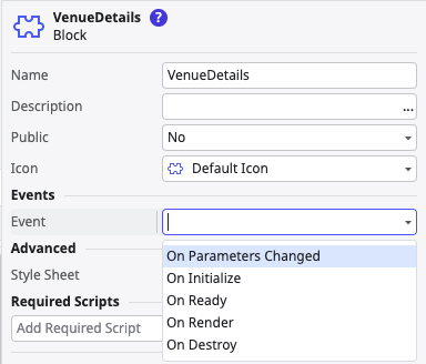 on parameters changed event