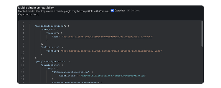 extensibility view in App Settings