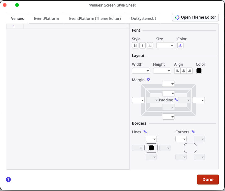 venues screen style sheet