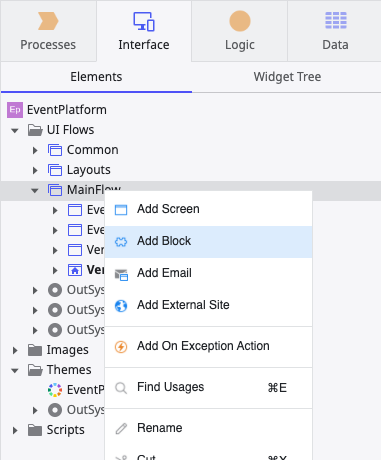 add block in main flow directory