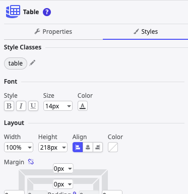 widget styles tab