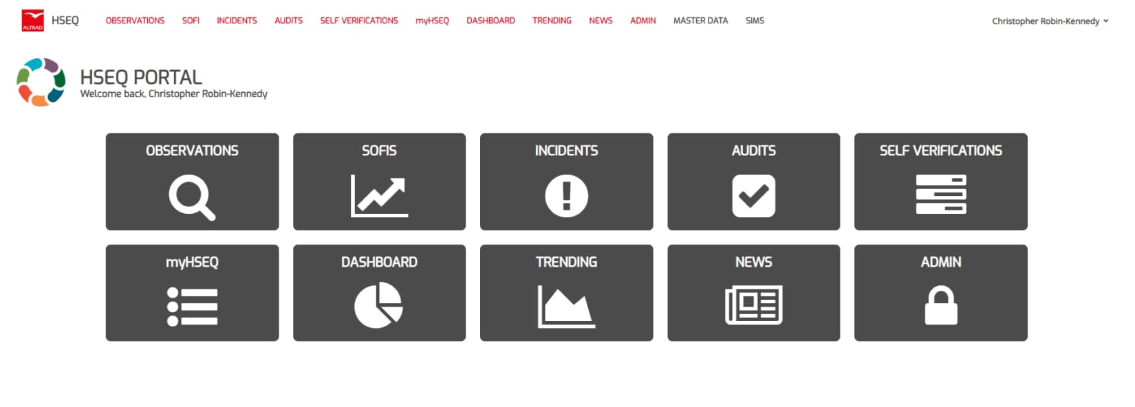 Figure 4 : HSEQ Portal homepage
