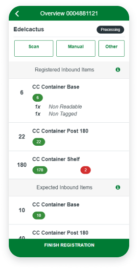Figure 4 : Container Centralen’s Mobile RFID Scanner App