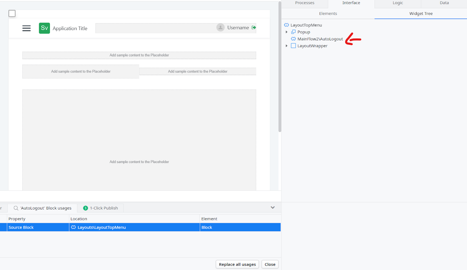 adding the auto logout block