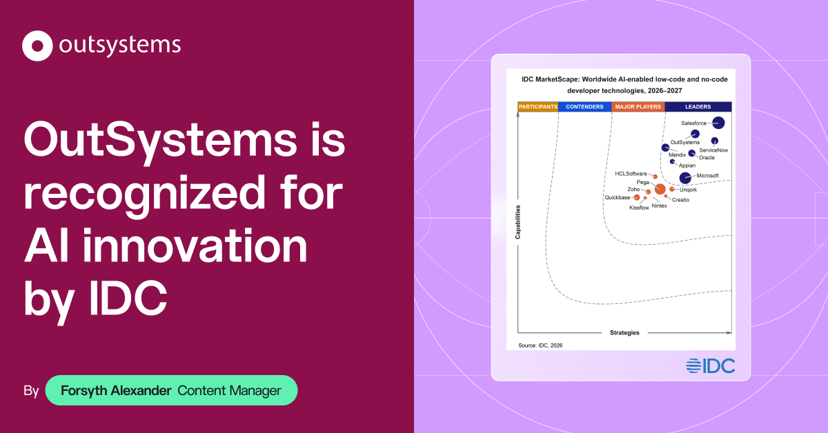 IDC MarketScape OutSystems is a Leader in AI-Enabled Low-Code and No-Code Developer Technologies