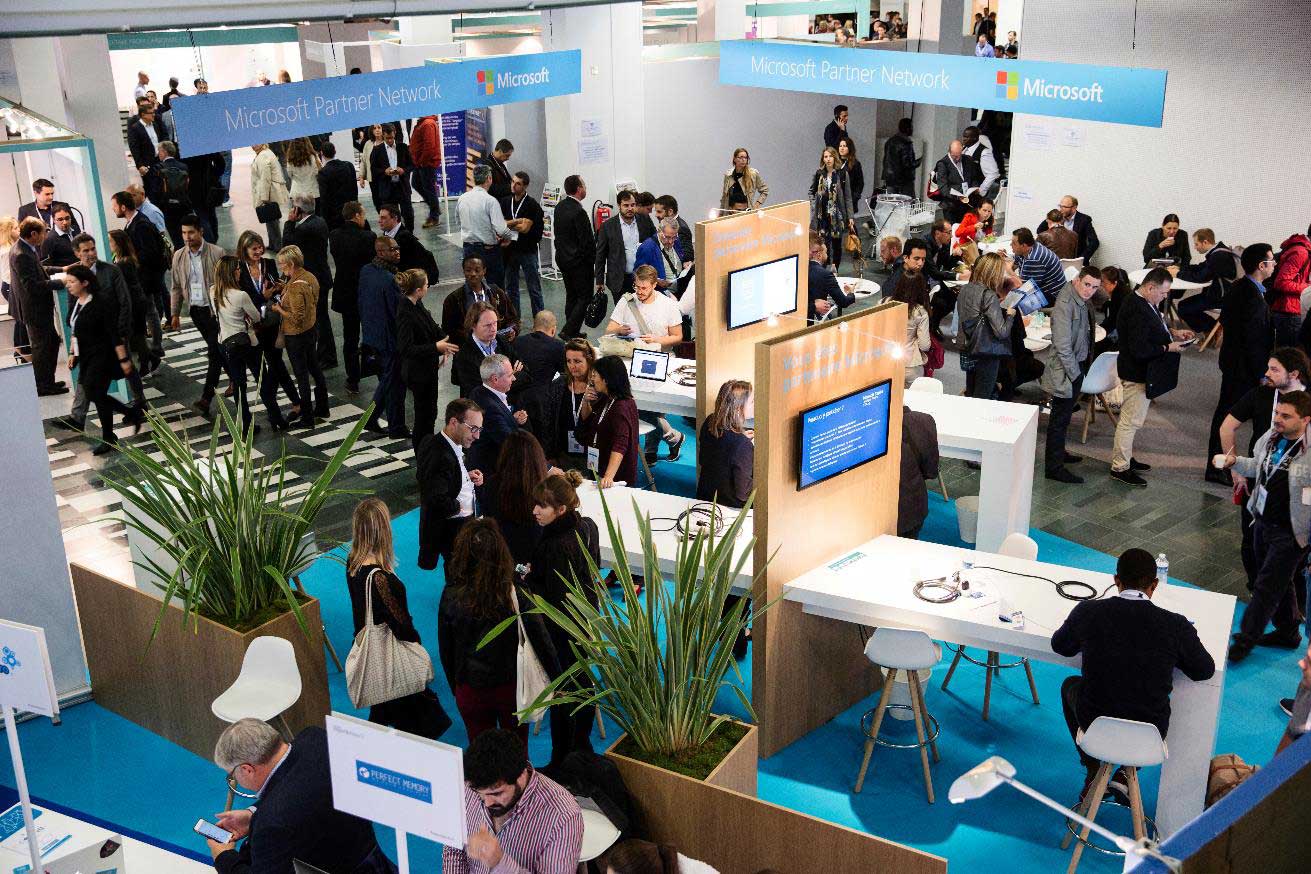 image of tech conference scene (for a tech gadgets store)