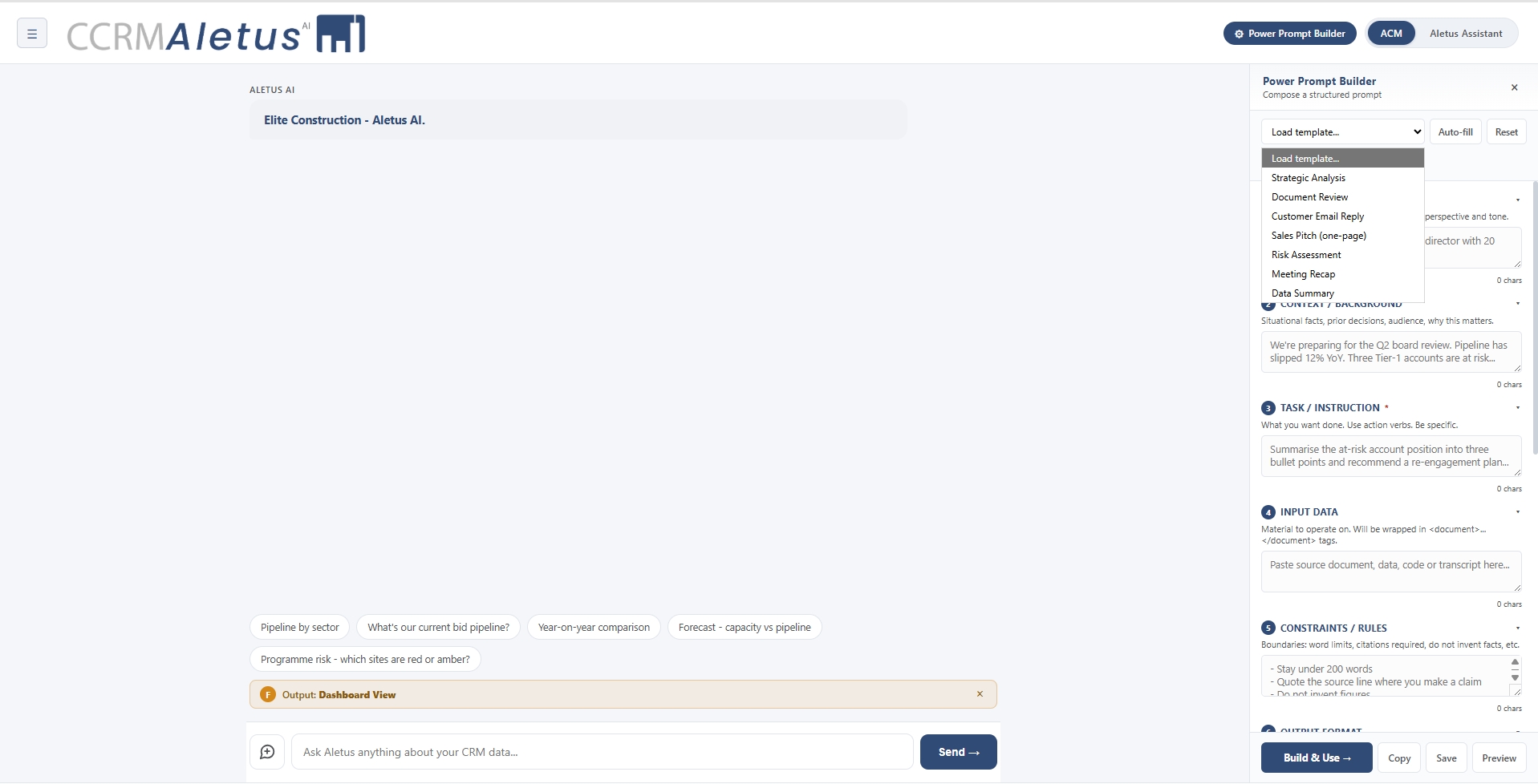 Power Prompt Builder interface