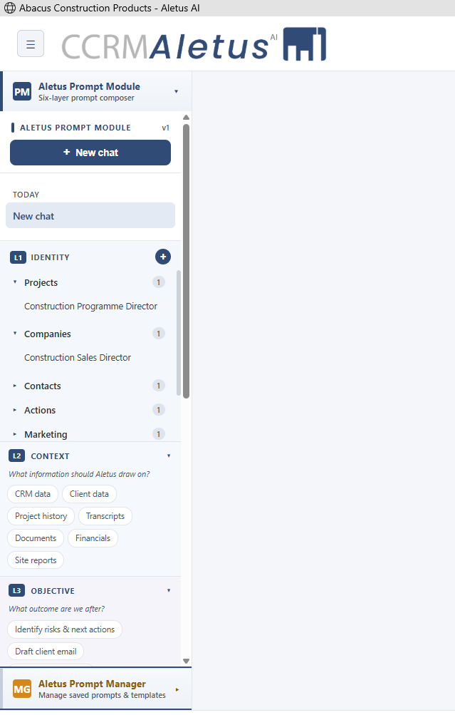 Aletus Prompt Builder interface