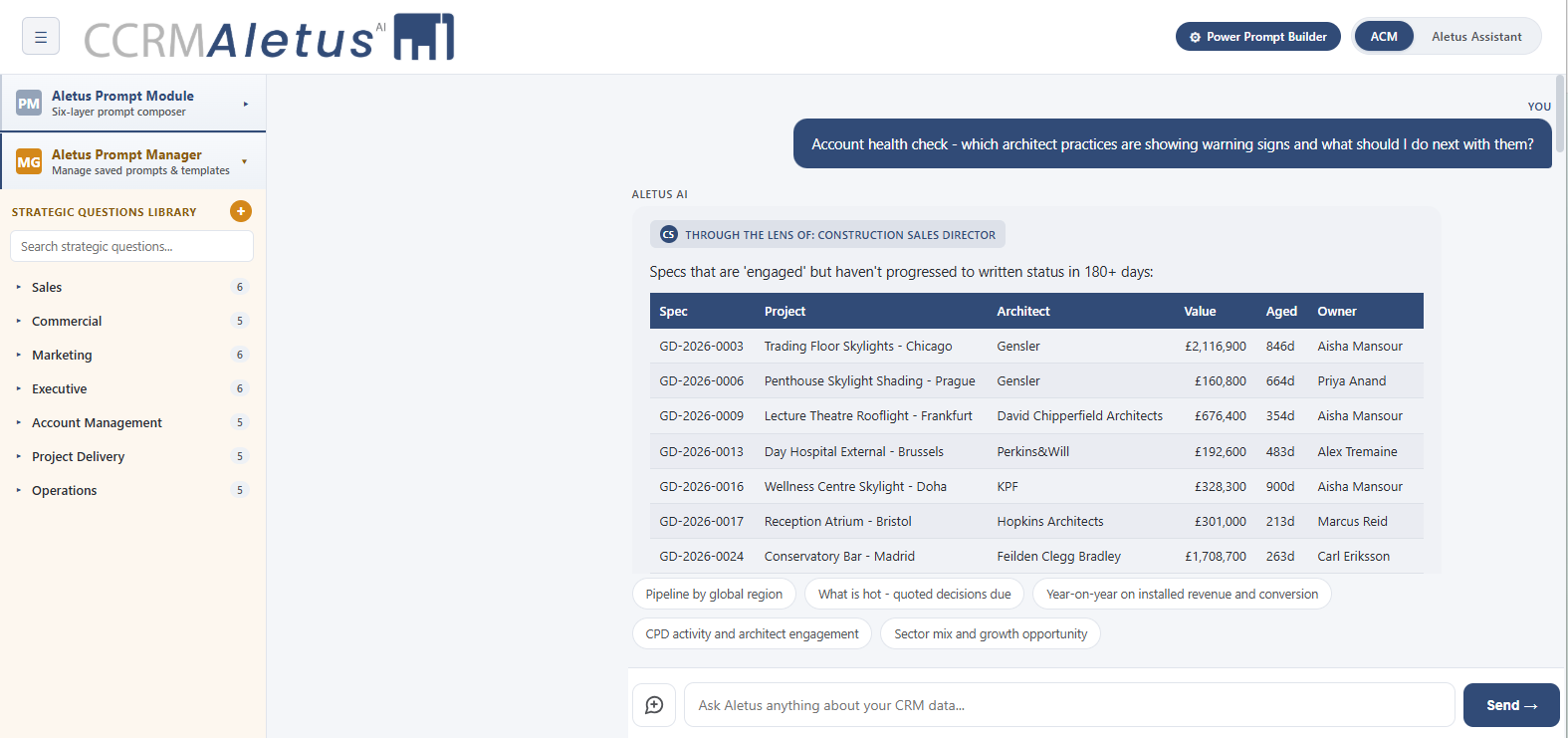 Aletus Prompt Manager interface
