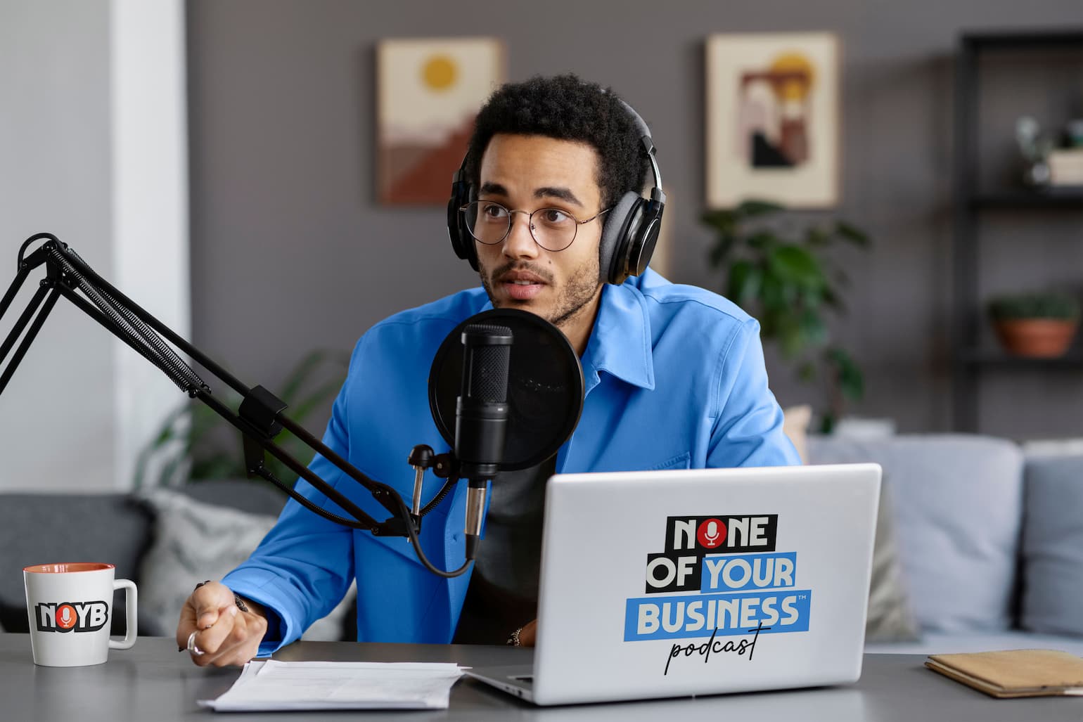 Energetic Podcast Branding for None of Your Business Podcast by day3