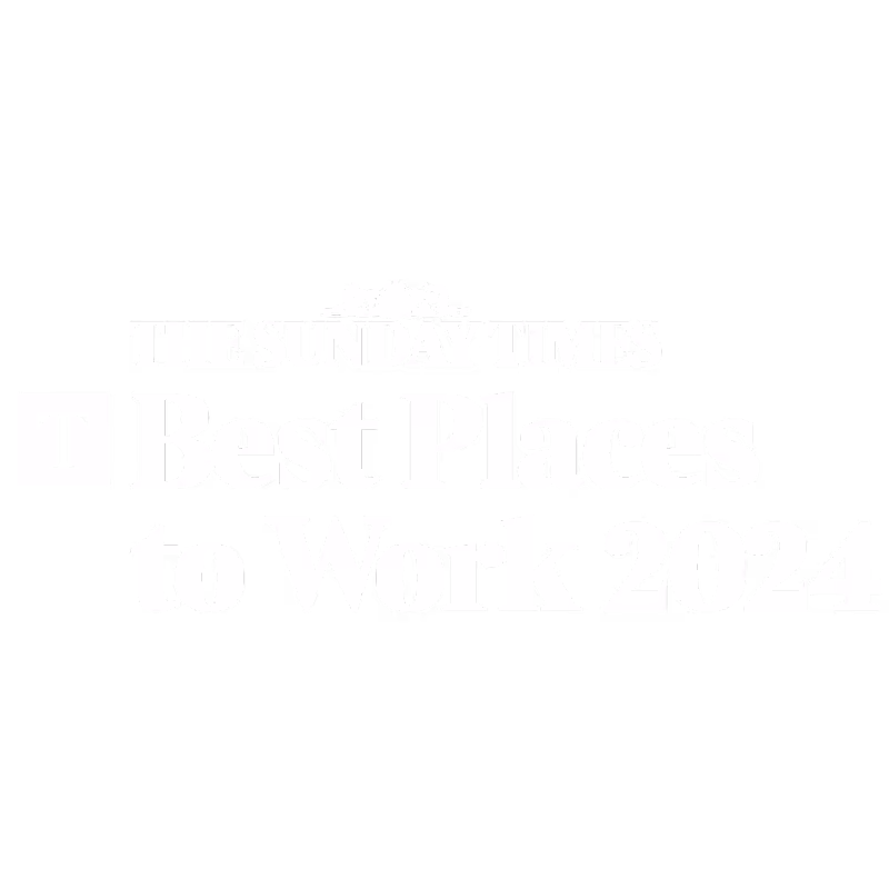 The Sunday Times Best Places to Work 2024 logo with a crown emblem above the text.