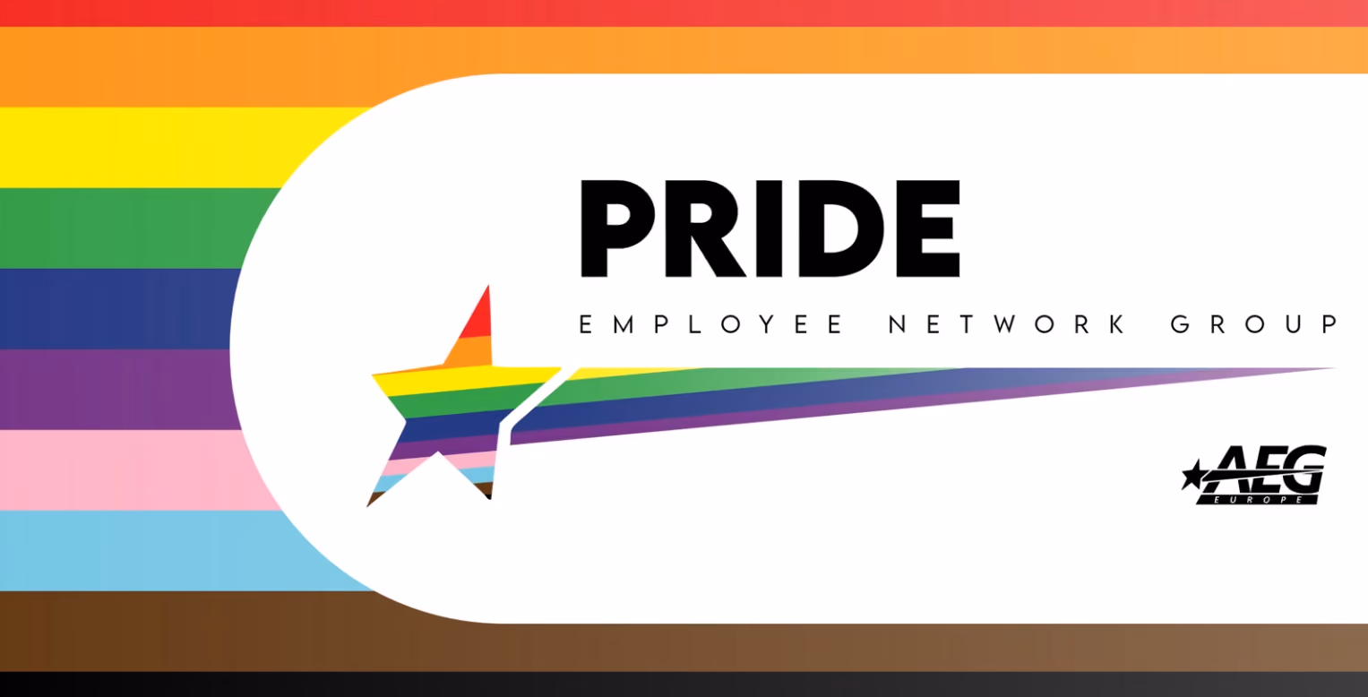 PRIDE Employee Network Group logo with a star and rainbow colors on a pride flag background.