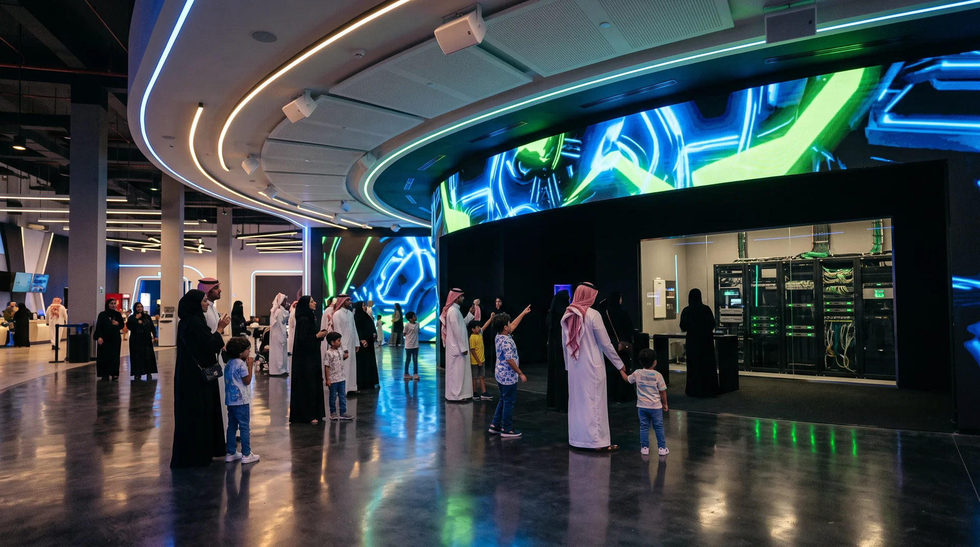 Permanent family entertainment centre with an immersive LED attraction and visible Pro AV equipment room
