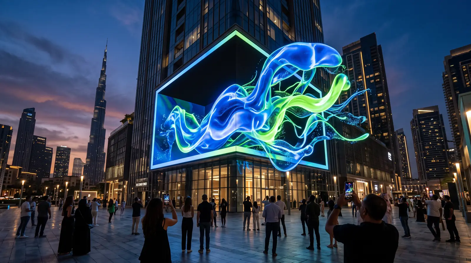 Naked-eye 3D anamorphic content on an L-shaped LED screen