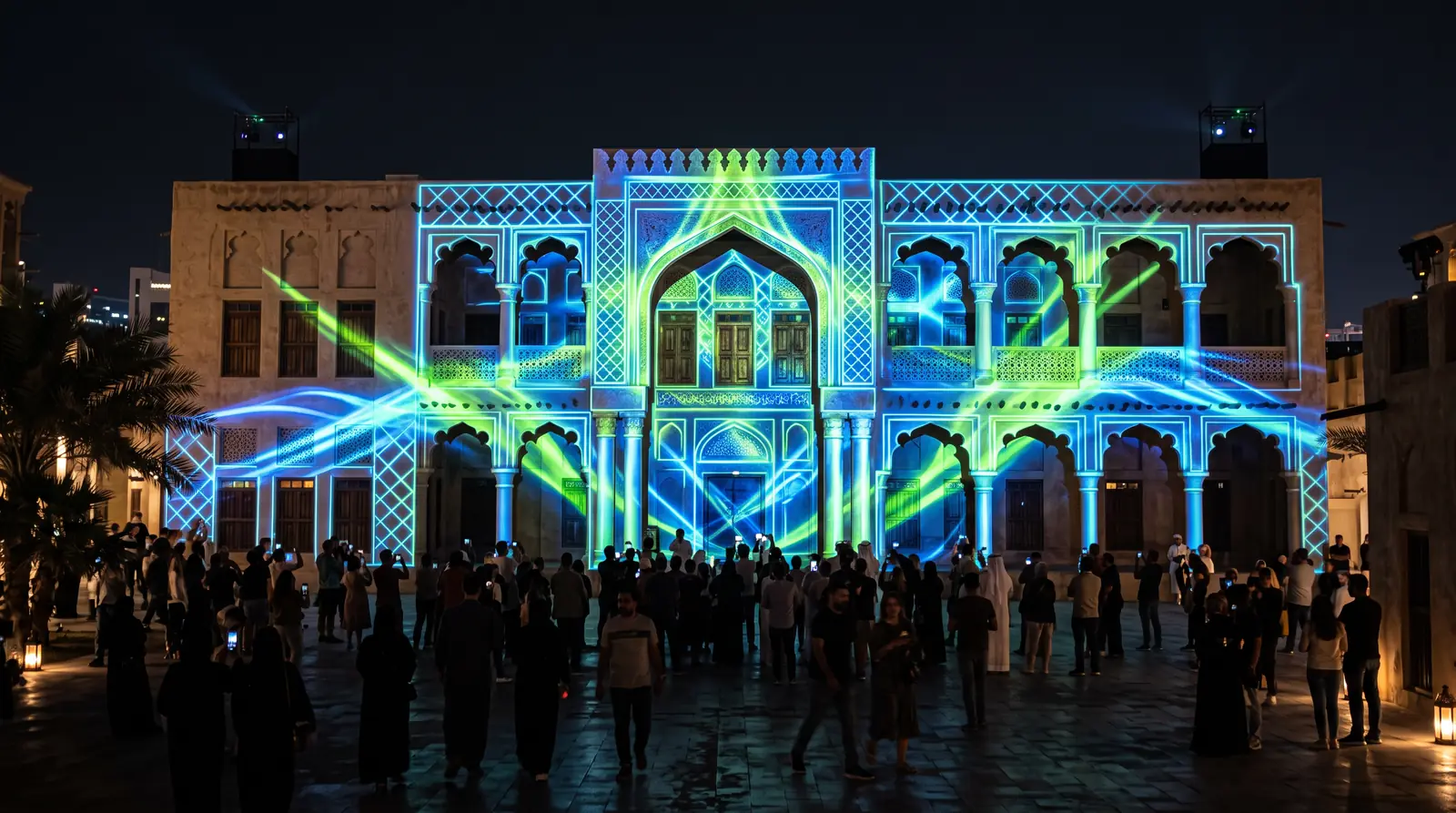 Architectural projection mapping on a heritage building in the UAE