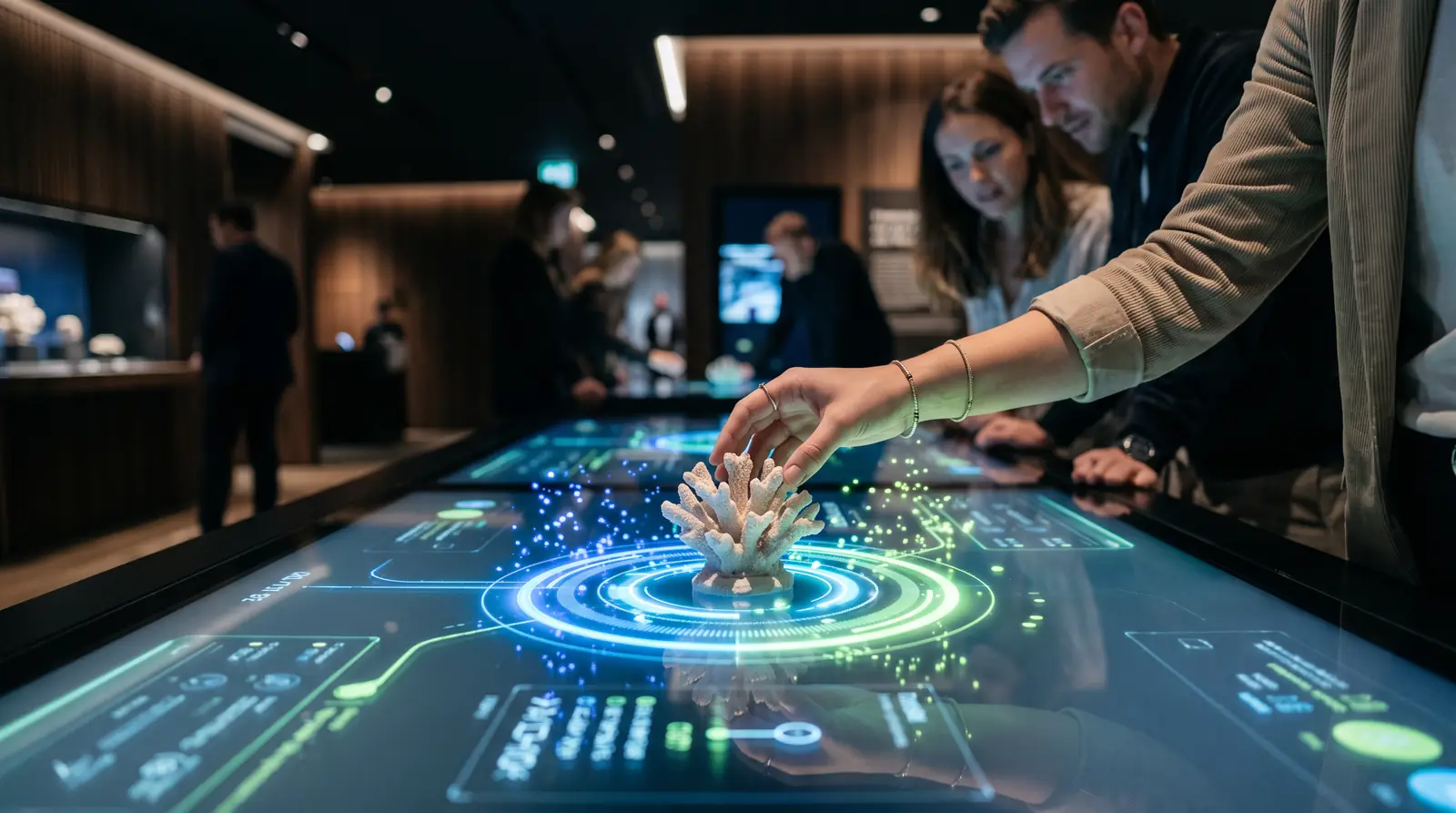 Interactive touch table revealing content around a physical object