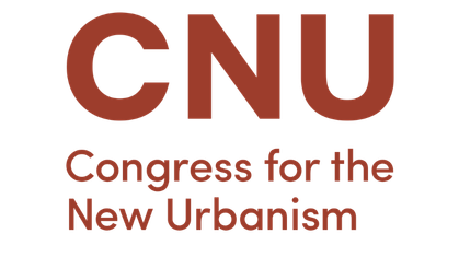 Logo with large text 'CNU' and smaller text 'Congress for the New Urbanism' beneath it in brown.