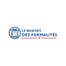 Logo de Le Guichet des Formalités avec une icône de bâtiment bleu et rouge.