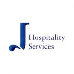 Logo for Hospitality Services with a stylized musical note in blue.
