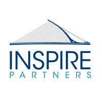 Inspire Partners logo with abstract blue bridge design above the text.