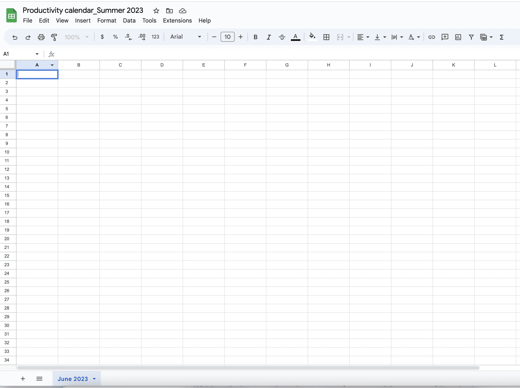 screenshot showing step 1 of creating a google sheets calendar