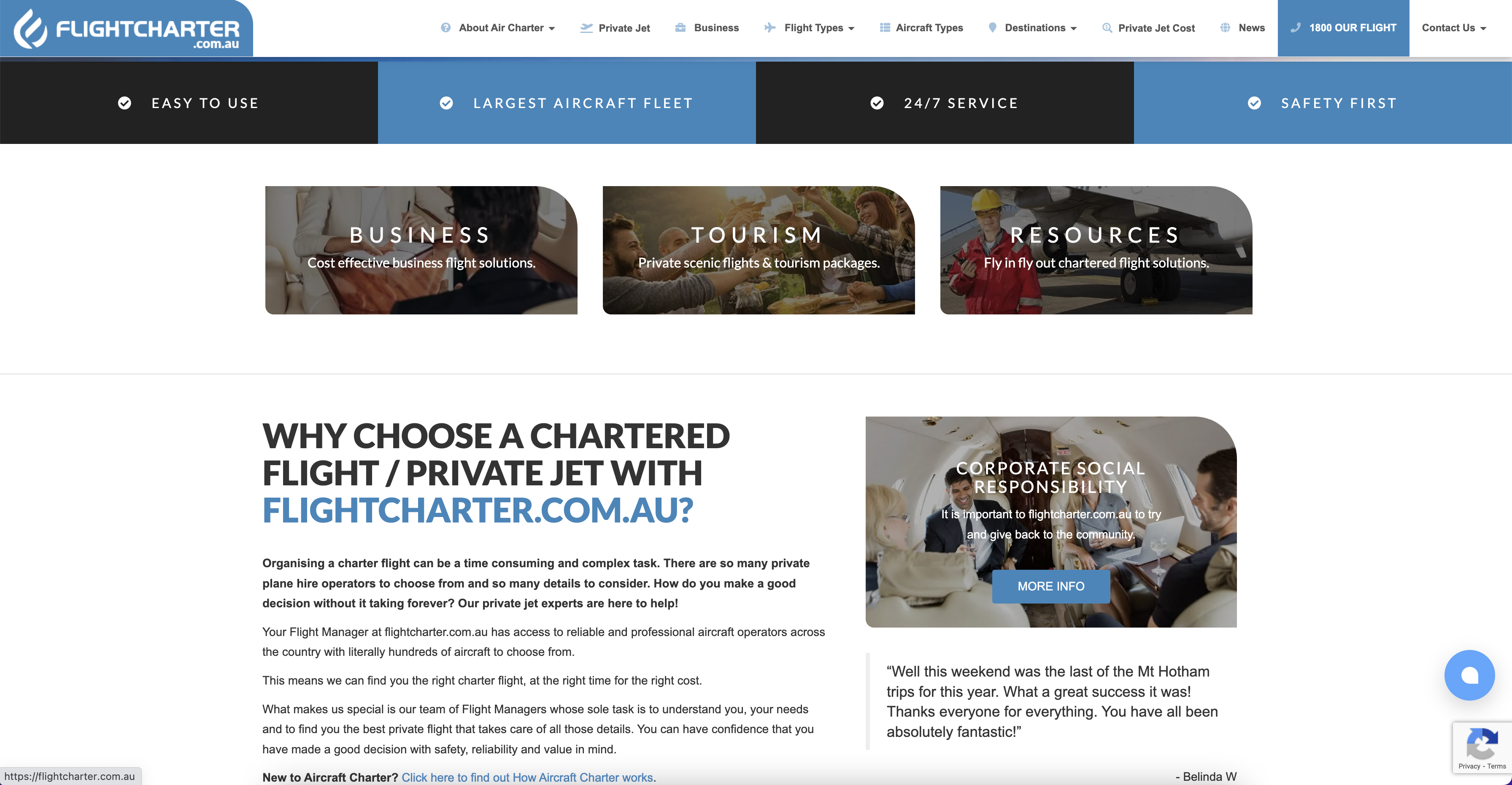 FlightCharter website shows how this company succeeds with Copper CRM