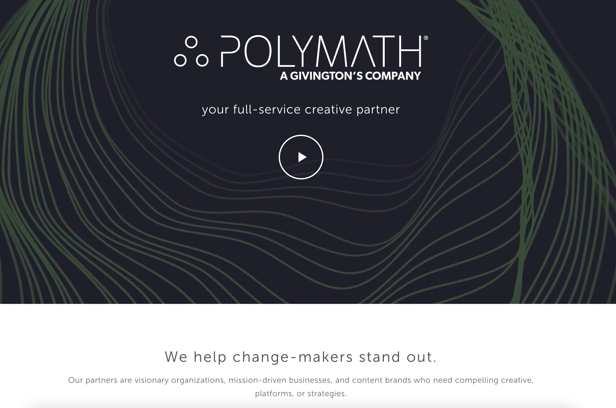 screenshot of Polymath creative agency website