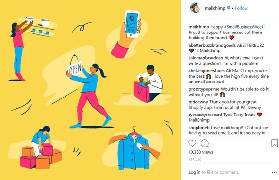 mailchimp instagram post about customers