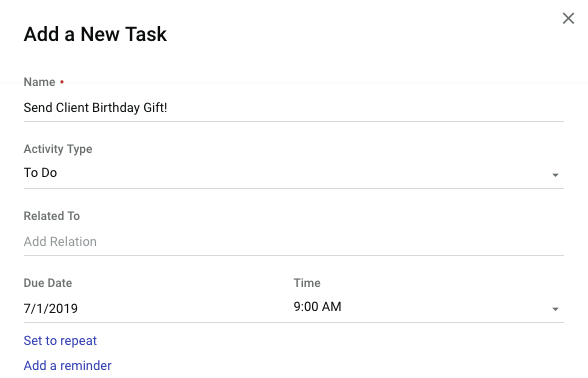 schedule customer marketing campaign in copper crm
