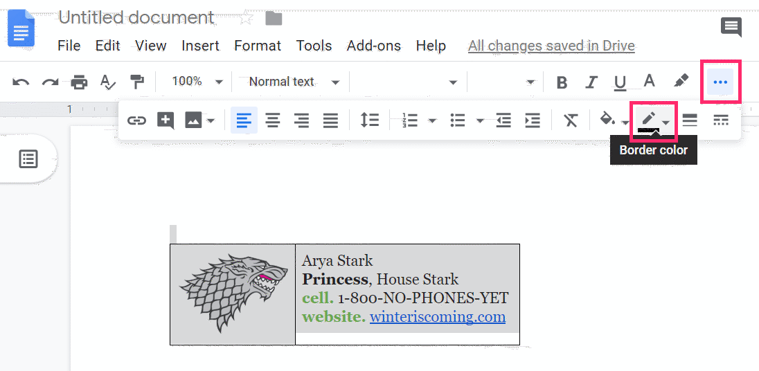 changing border color in gmail signature