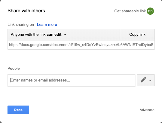sharing a google doc