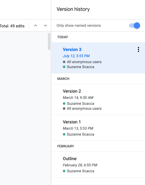 version history in google docs