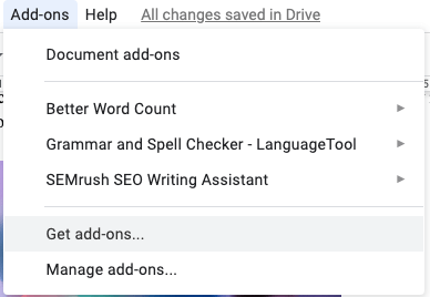 viewing google docs add-ons
