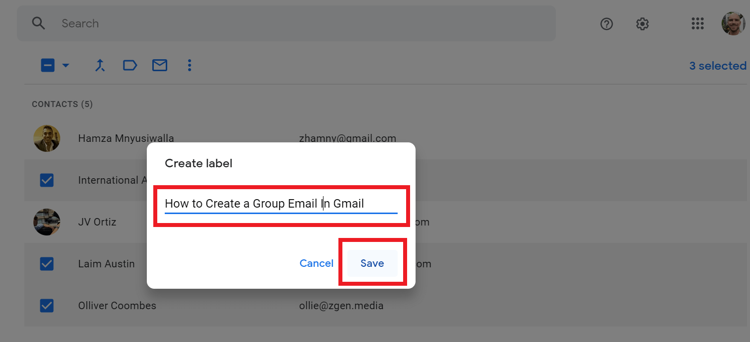 naming group in gmail