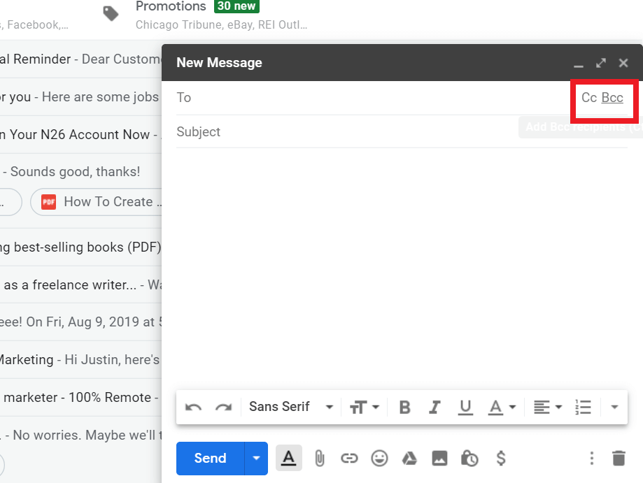 bcc in gmail