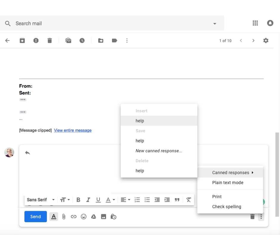 use canned responses when replying to an email