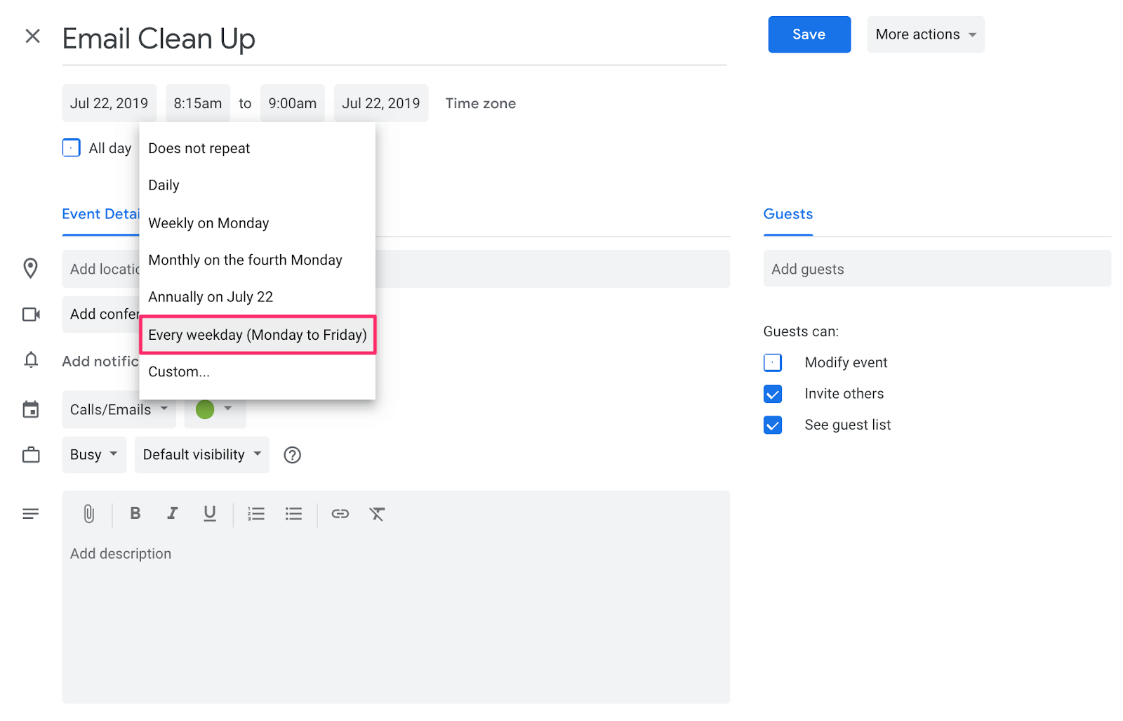 event details in google calendar