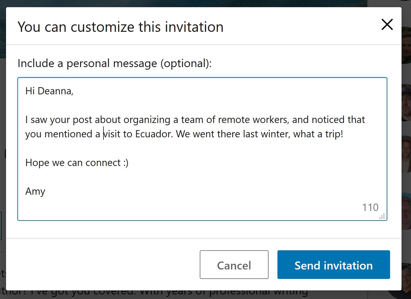 a custom linkedin invitation can help sales prospecting