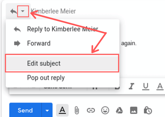 editing subject line in gmail