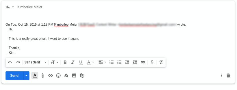 replying to an email in gmail