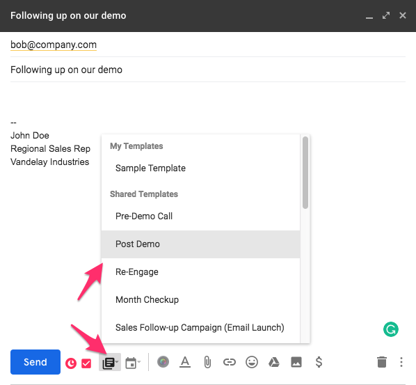 email templates in copper crm
