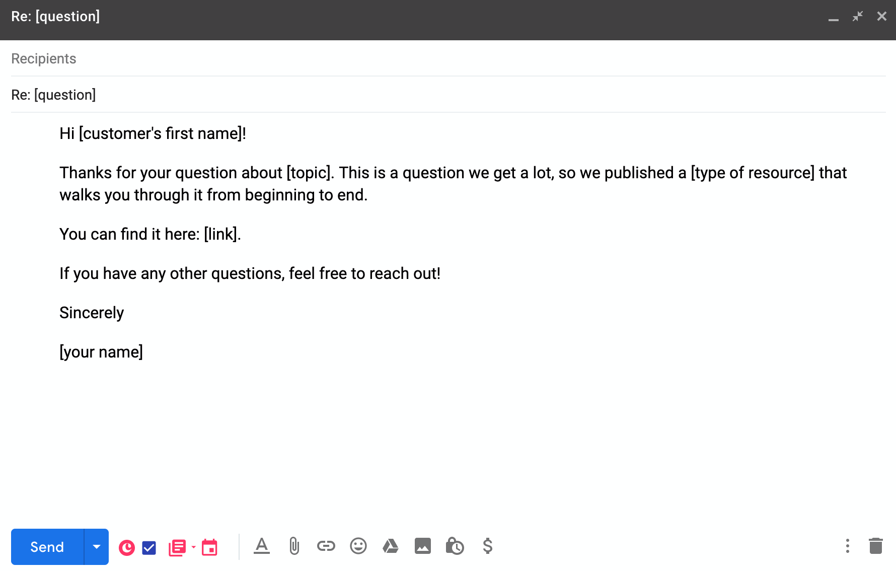 directing a customer to a resource email