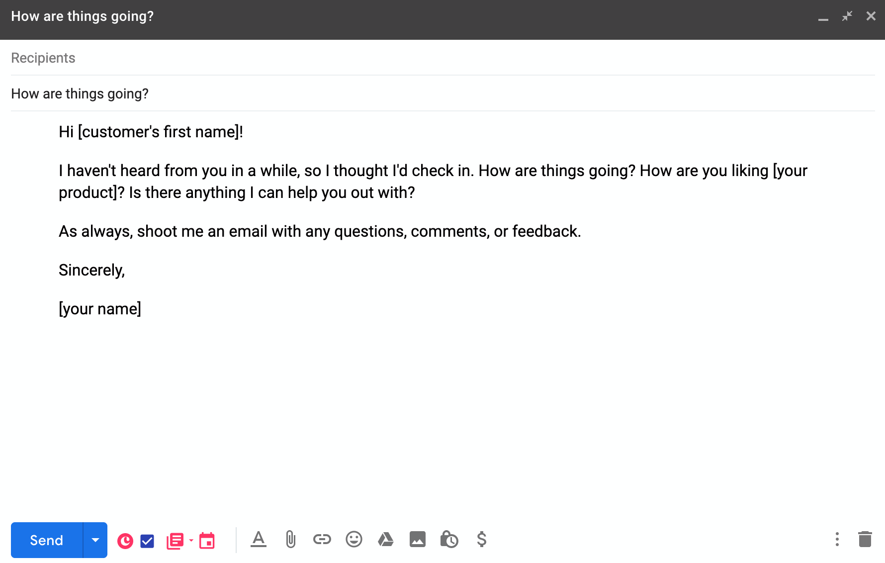 checking in customer service email