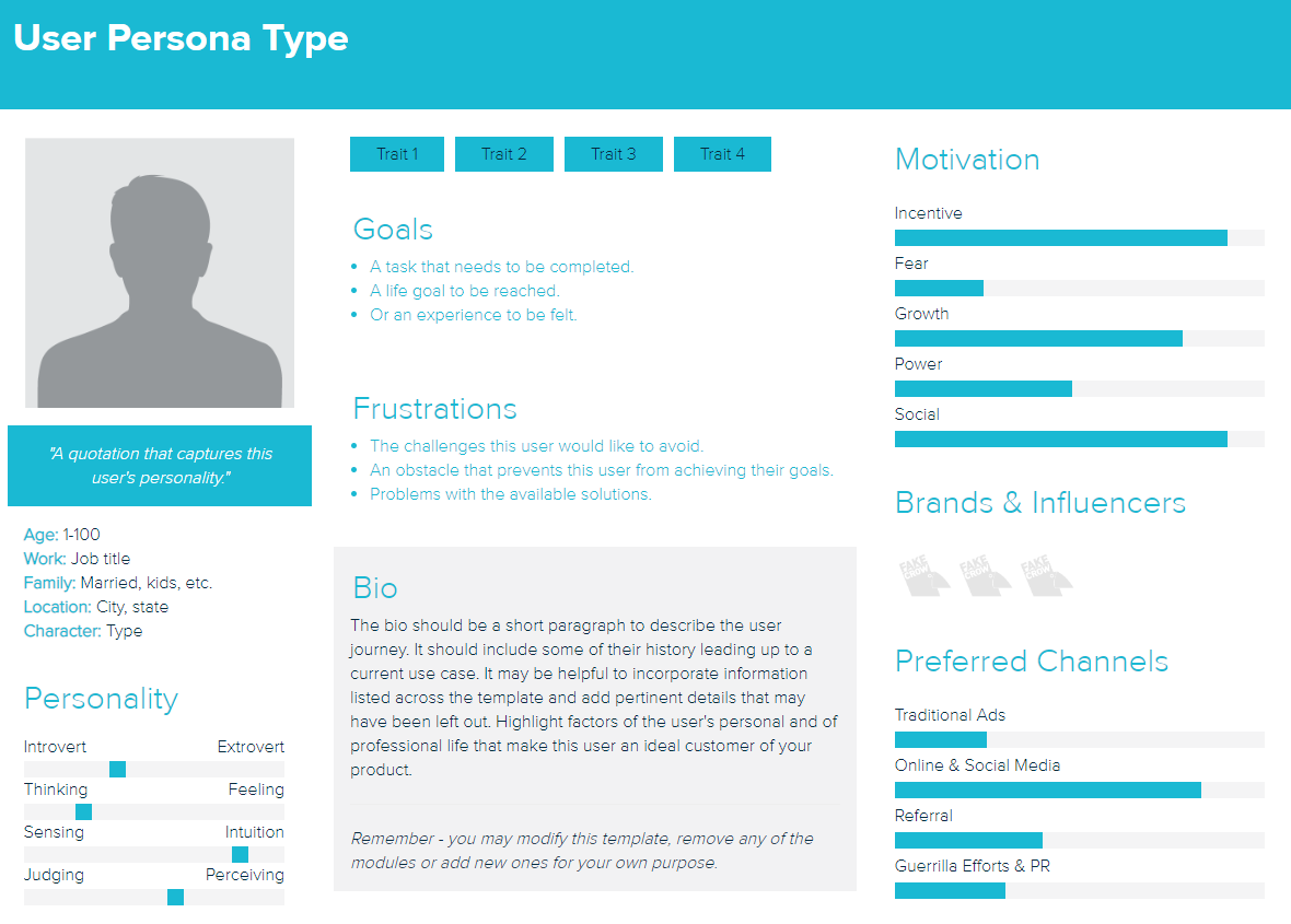 example of sales prospecting user persona type.