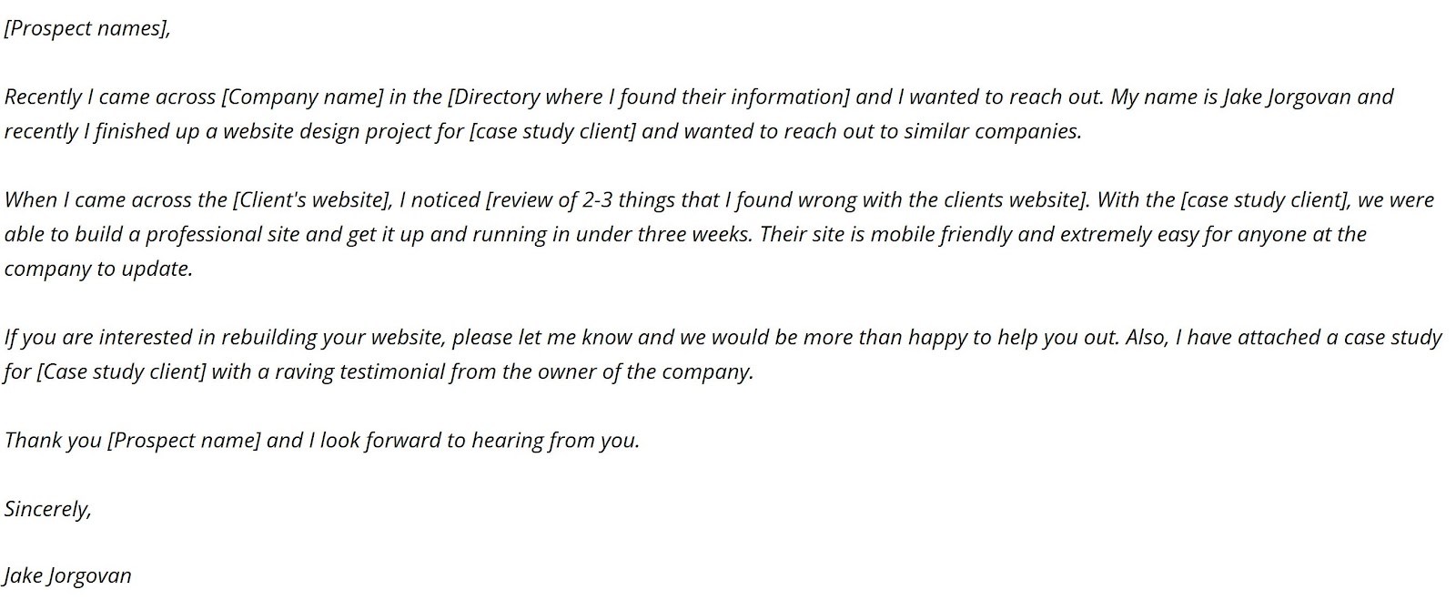 a sales email example that landed a big-time client